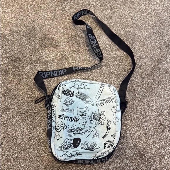 Ripndip Black and White Cat Crossbody Bag - Picture 2 of 6